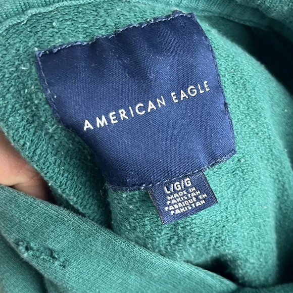 American Eagle Outfitters Mens Long Sleeve Hoodie Jacket Green Logo Large - Picture 9 of 11